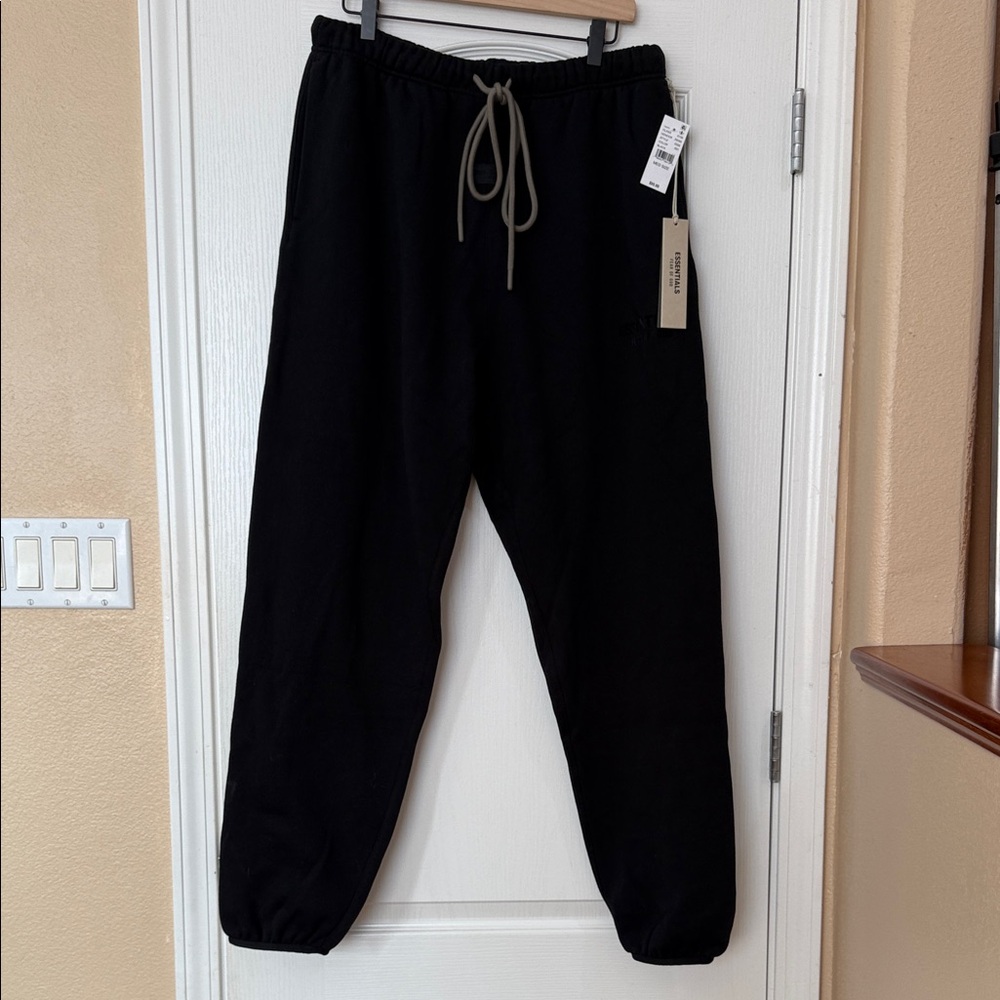 Fear of God Black Sweatpants with Olive Drawstring